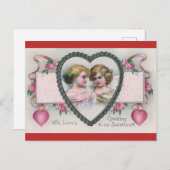 ヴィンテージバレンタインの挨拶はがき シーズンポストカード (正面/裏面)