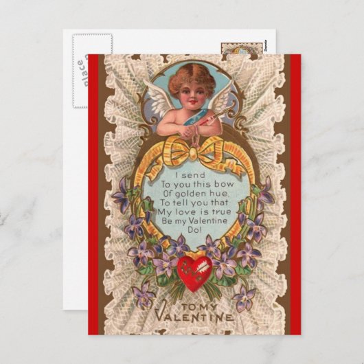 ヴィンテージバレンタインの挨拶はがき シーズンポストカード (正面/裏面)