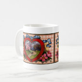 ヴィンテージバレンタインの挨拶ハートと花 コーヒーマグカップ (正面左)