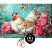 ヴィンテージバレンタインの鶏のデコパージュ 薄葉紙