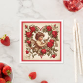 ヴィンテージバレンタインアート愛のキューピッド スタンダードカクテルナプキン (インサイチュ)