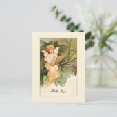 ヴィンテージバレンタインエンジェルとゴールデンハープ ポストカード (スタンド正面)