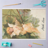 ヴィンテージバレンタインエンジェルとゴールデンハープ 薄葉紙 (クラフト)