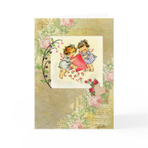 ヴィンテージバレンタインエンジェルスとハートコラージュ