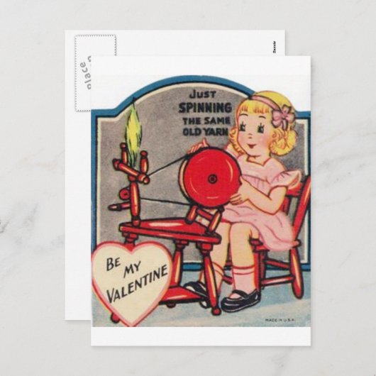 ヴィンテージバレンタインガールスピニングウール シーズンポストカード (正面/裏面)