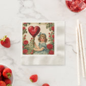 ヴィンテージバレンタインガールパーソナライズされた- 縁ありカクテルナプキン (インサイチュ)