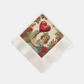 ヴィンテージバレンタインガールパーソナライズされた- 縁ありカクテルナプキン (角)