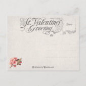 ヴィンテージバレンタインキューピッドとフローラハート シーズンポストカード (裏面)