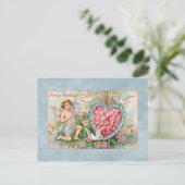 ヴィンテージバレンタインキューピッドとフローラハート シーズンポストカード (スタンド正面)