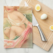 ヴィンテージバレンタインキューピッドエンジェル1 キッチンタオル (四つ折り)