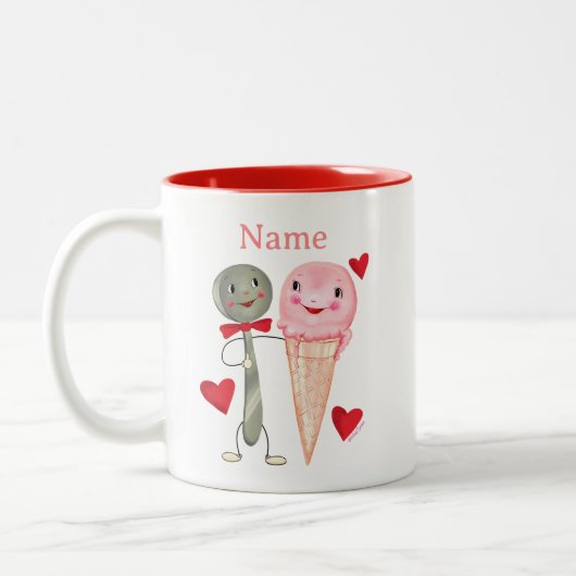 ヴィンテージバレンタインスプーン&アイスクリームスウィートアート ツートーンマグカップ (左)