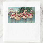 ヴィンテージバレンタインスワン 長方形シール (バッグ)