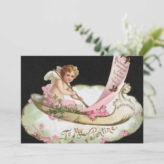 ヴィンテージバレンタインデイカード招待状エンジェル 招待状 (スタンド正面)