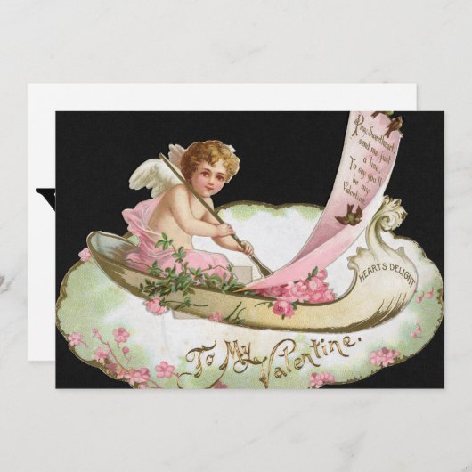 ヴィンテージバレンタインデイカード招待状エンジェル 招待状 (正面/裏面)