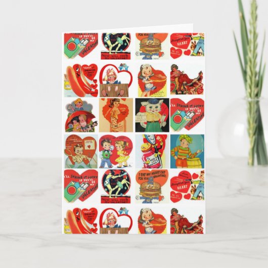 ヴィンテージバレンタインデイカードretro red white シーズンカード (正面)