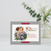 ヴィンテージバレンタインデイクピッドのキスはがき シーズンポストカード (スタンド正面)