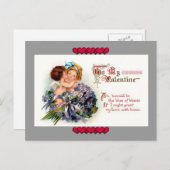 ヴィンテージバレンタインデイクピッドのキスはがき シーズンポストカード (正面/裏面)