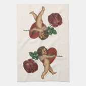 ヴィンテージバレンタインデイケラブアンドビクトリアンバラ キッチンタオル (縦)