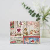 ヴィンテージバレンタインデイコラージュ – 天使、ハート シーズンポストカード (スタンド正面)