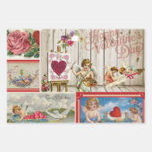 ヴィンテージバレンタインデイコラージュ – 天使、ハート ラッピングペーパーシート (正面2)