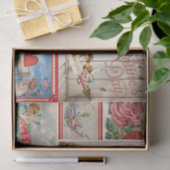 ヴィンテージバレンタインデイコラージュ – 天使、ハート 薄葉紙 (ギフト)