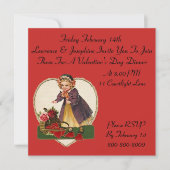 ヴィンテージバレンタインデイディナーパーティの招待状 招待状 (正面)