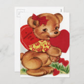 ヴィンテージバレンタインデイベア シーズンポストカード (正面/裏面)