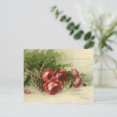 ヴィンテージバレンタインデイラブクリムゾンレッドローズ シーズンポストカード (スタンド正面)