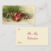 ヴィンテージバレンタインデイラブクリムゾンレッドローズ ノートカード (正面/裏面)