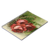 ヴィンテージバレンタインデイラブクリムゾンレッドローズ ノートブック (左側)