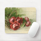 ヴィンテージバレンタインデイラブクリムゾンレッドローズ マウスパッド (マウス)