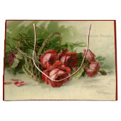 ヴィンテージバレンタインデイラブクリムゾンレッドローズ ラージペーパーバッグ (正面)