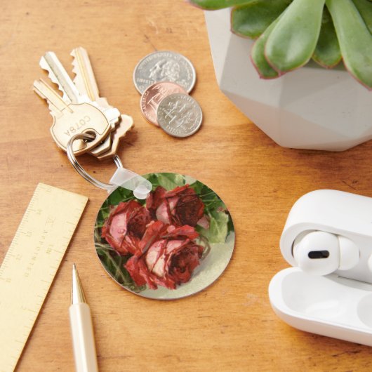 ヴィンテージバレンタインデクリムゾンレッドローズ キーホルダー (デスク)