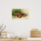 ヴィンテージバレンタインデクリムゾンレッドローズ ポスター (キッチン)