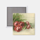 ヴィンテージバレンタインデクリムゾンレッドローズ マグネット (正面/裏面)