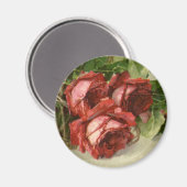 ヴィンテージバレンタインデクリムゾンレッドローズ マグネット (正面/裏面)