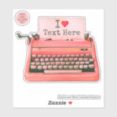 ヴィンテージバレンタインデタイプライターハートレトロ赤 シール (シート)