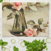 ヴィンテージバレンタインデラブロマンスピンクロース キッチンタオル (折り畳み)