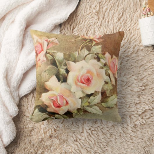 ヴィンテージバレンタインデラブロマンスピンクロース クッション (ブランケット)