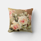 ヴィンテージバレンタインデラブロマンスピンクロース クッション (正面)