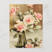 ヴィンテージバレンタインデラブロマンスピンクロース シーズンポストカード (正面)