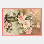 ヴィンテージバレンタインデラブロマンスピンクロース ラッピングペーパーシート (正面2)