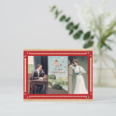 ヴィンテージバレンタインデーかわいいカップル電話 ポストカード (スタンド正面)