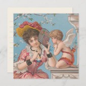 ヴィンテージバレンタインデーかわいいケルブ愛 シーズンカード (正面/裏面)