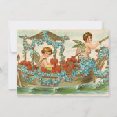 ヴィンテージバレンタインデーかわいいハートキューピッドcherubs シーズンカード (正面)