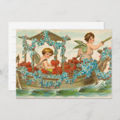 ヴィンテージバレンタインデーかわいいハートキューピッドcherubs シーズンカード (正面/裏面)