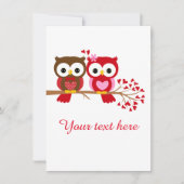 ヴィンテージバレンタインデーかわいいハートフクロウ シーズンカード (正面)