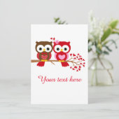 ヴィンテージバレンタインデーかわいいハートフクロウ シーズンカード (スタンド正面)