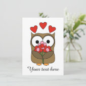 ヴィンテージバレンタインデーかわいいフクロウと花 シーズンカード (スタンド正面)