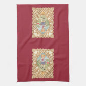 ヴィンテージバレンタインデーかわいい子in the Meadow キッチンタオル (縦)